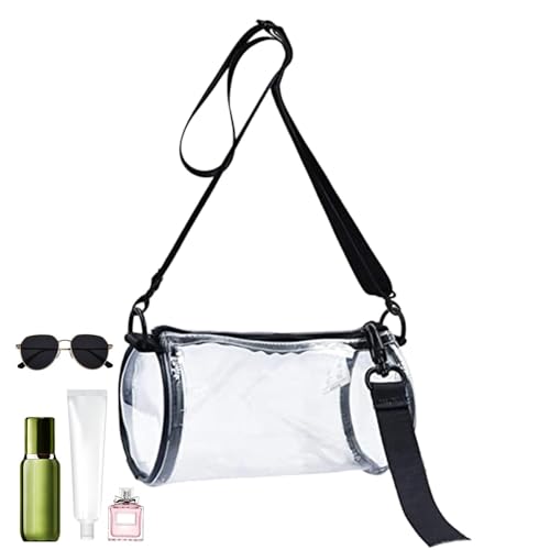 Cylindrical Clear PVC Shoulder Bag | Transparent Messenger Bag for Stadiums, Concerts, Airport Security | Trendy Clear Purse for Stadium Entry, Small Bag for Events von Fravsiu