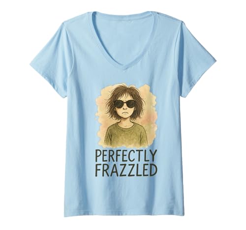 Damen Perfectly Frazzled Funny Relatable Aesthetic T-Shirt mit V-Ausschnitt Damen Perfectly Frazzled Funny Relatable Aesthetic T-Shirt mit V-Ausschnitt von Frazzled Core Apparel