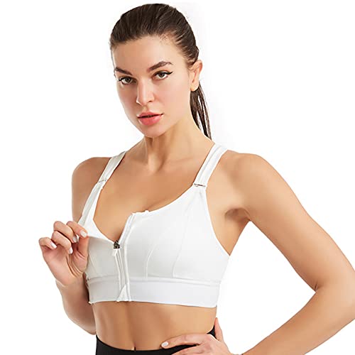 Aouln Sport-BHs für Damen, weicher Komfort, stoßfest, bequem, kabellos, Sport-BH mit Reißverschluss vorne, unterstützt Yoga, Activewear von Frdun