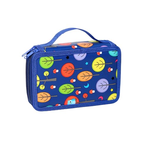 Frdun Cartoon Muster Federmäppchen Multifunktionale Kinder Bleistift Organizer Tasche für kleine Gegenstände Lagerung Management, marineblau, 72 Holes von Frdun