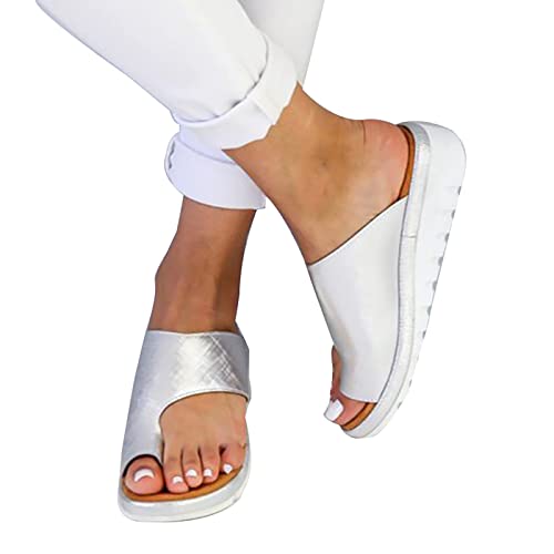 Frdun Damen Zehenring-Slides Flip Flop Sandalen, Frauen Casual Flache Sandalen, einfarbige Schuhe mit rutschfester Sohle für Sommer Boho Kleid Strand von Frdun