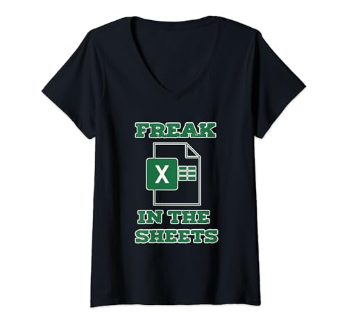 Damen Lustiger Freak In The Sheets Buchhalter-Tabellenkalkulations-Nerd T-Shirt mit V-Ausschnitt Damen Lustiger Freak In The Sheets Buchhalter-Tabellenkalkulations-Nerd T-Shirt mit V-Ausschnitt von Freak In The Sheets Funny Nerd apparel