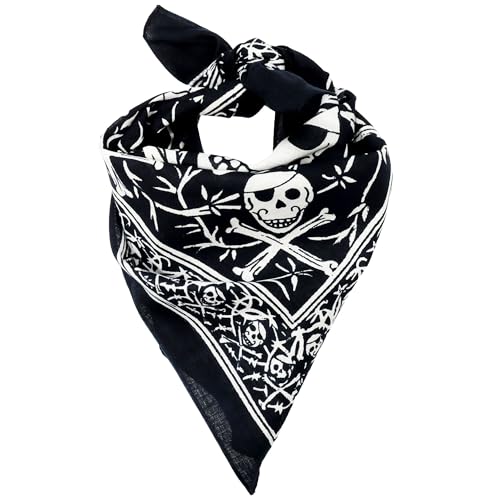 Freak Scene Bandana Tuch Totenkopf Biker schwarz weiß quadratisches Kopftuch Halstuch von Freak Scene