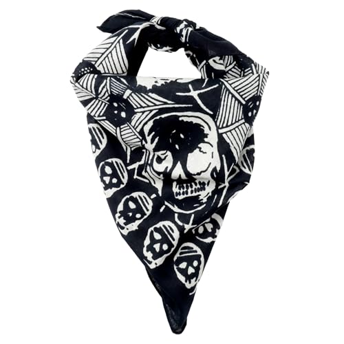 Freak Scene Bandana Tuch Totenkopf Spinnennetz schwarz weiß quadratisches Kopftuch Halstuch von Freak Scene