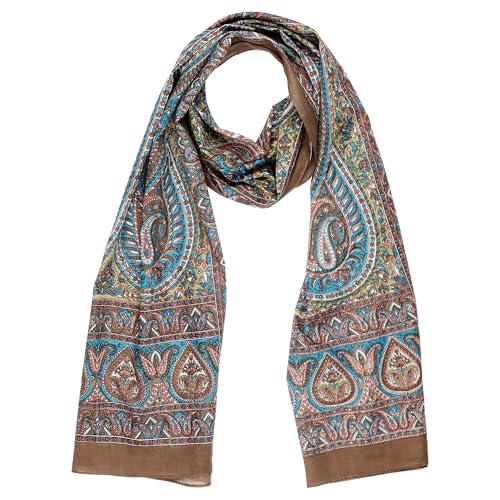 Freak Scene Baumwollschal Paisley groß klein allover 175x50cm Muster10 braun Sommerschal Halstuch von Freak Scene