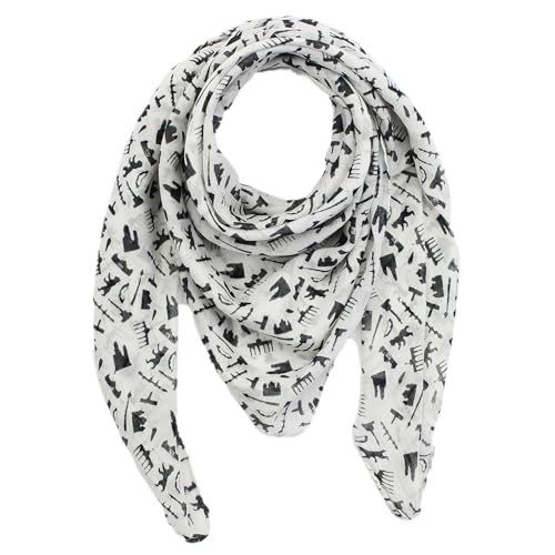 Freak Scene Baumwolltuch - Berlin Symbole weiß - schwarz - quadratisches Tuch von Freak Scene