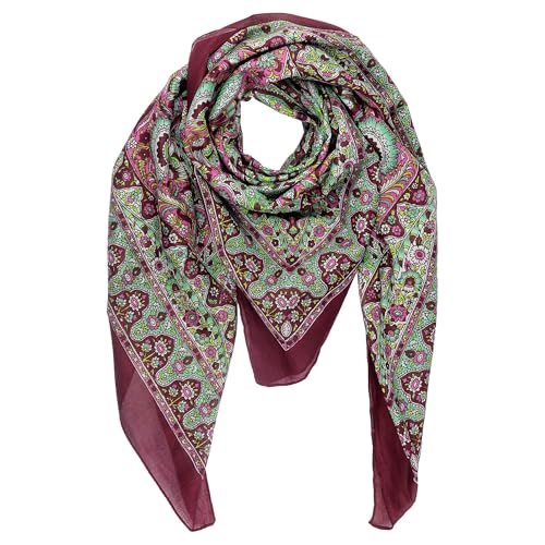 Freak Scene Baumwolltuch Blumen Fächerblüte Muster08 bordeaux quadratisches Tuch von Freak Scene