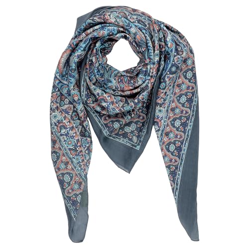 Freak Scene Baumwolltuch Blumen Fächerblüte Muster08 grau quadratisches Tuch von Freak Scene