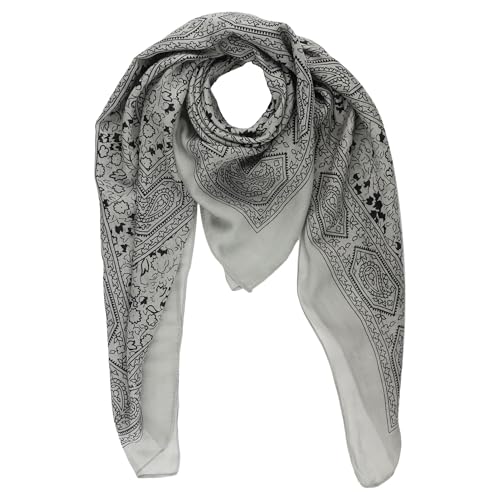 Freak Scene Baumwolltuch Indisches Blumenmuster grau schwarz 100x100cm Halstuch quadratisches Tuch von Freak Scene