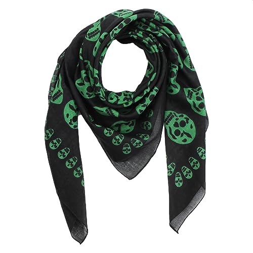 Freak Scene Baumwolltuch - Totenköpfe 1 schwarz - grün - quadratisches Tuch von Freak Scene