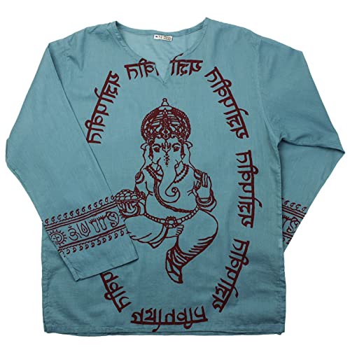 Freak Scene Hemd - Bluse - Oberhemd - Sommerhemd - Tunika - Ganesha blau XL von Freak Scene