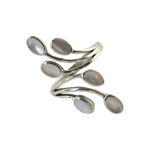 Freak Scene Ring - Fingerring - 925 Silber - Perlmutt Ranke - Größen verstellbar - weiß 9/18,1mm von Freak Scene