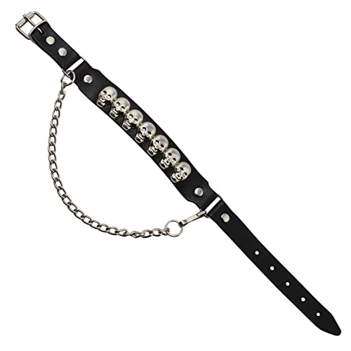 Freak Scene Stiefelkette aus Leder - Totenköpfe - schwarz von Freak Scene