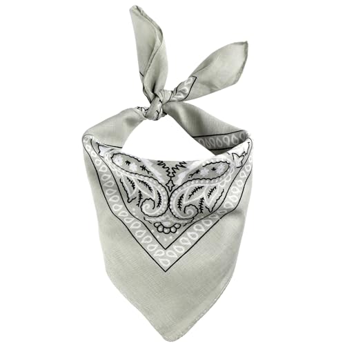Superfreak Bandana Tuch Paisley Muster 02 hellgrau weiß quadratisches Kopftuch von Freak Scene