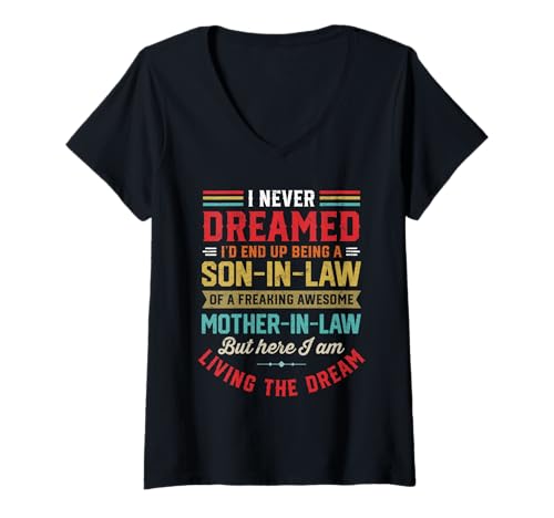 Damen Ich hätte nie gedacht, dass ich einmal Schwiegersohn und Schwiegermutter werden würde T-Shirt mit V-Ausschnitt Damen Ich hätte nie gedacht, dass ich einmal Schwiegersohn und Schwiegermutter werden würde T-Shirt mit V-Ausschnitt von Freaking Awesome Son in Law Apparel