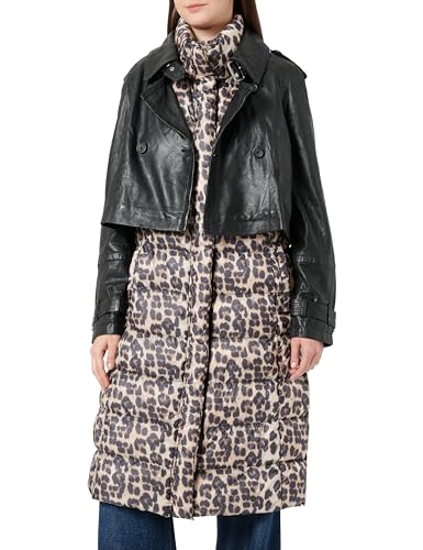 Freaky Nation Damen Center Stage-FN Lederjacke + Steppweste, Black/Leo, XXL von Freaky Nation