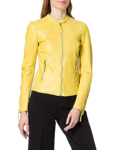 Freaky Nation Damen Charlese-FN Lederjacke, Pale Lemon (A), M von Freaky Nation