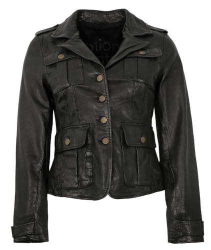 Freaky Nation - Damen Echtleder Lederjacke Lammnappa schwarz : M Größe M von Freaky Nation