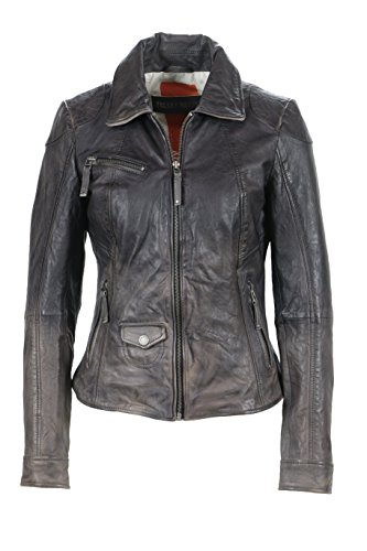 Freaky Nation Damen Jacke Submarine Echtleder, Schwarz (Dark 7035), 36 (S) von Freaky Nation