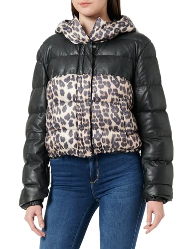 Freaky Nation Damen Soft Star-FN Leder-/Textilmixjacke, Black/Leo, L von Freaky Nation