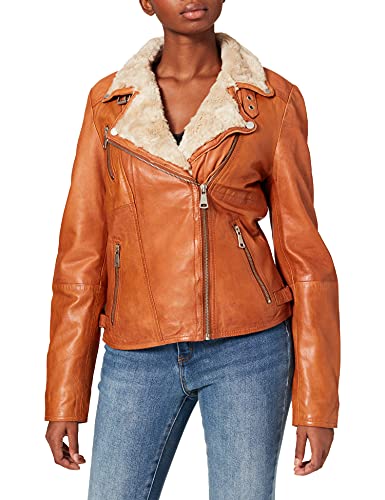 Freaky Nation Damen Winter Biker Princess Lederjacke, Camel/beige, M von Freaky Nation