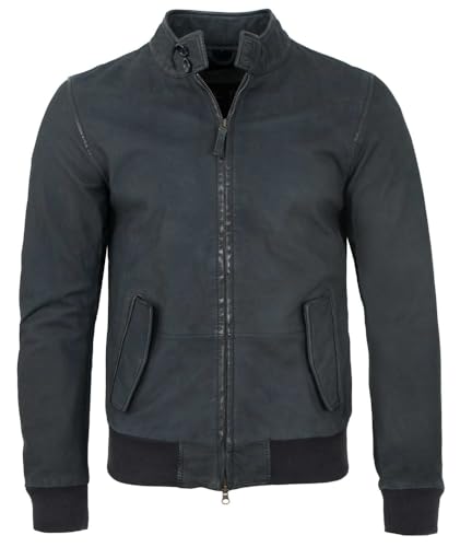 Freaky Nation - Herren Echtleder Lederjacke Blouson Lammnubuk Navy Größe L von Freaky Nation