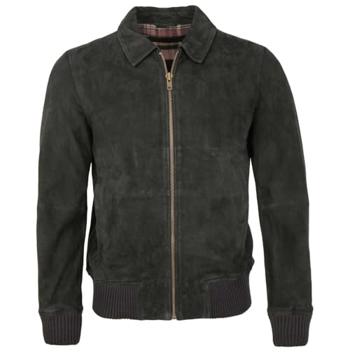 Freaky Nation - Herren Echtleder Lederjacke Blouson Velour Lammleder anthrazit-schwarz : L Größe L von Freaky Nation