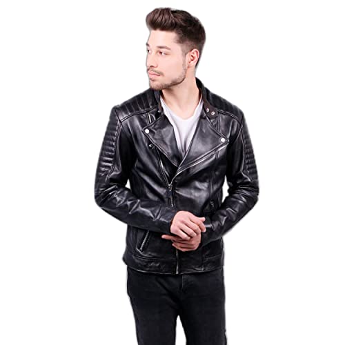 Freaky Nation Herren Jacke Crossover Echtleder, Schwarz (Black 9000), Medium von Freaky Nation