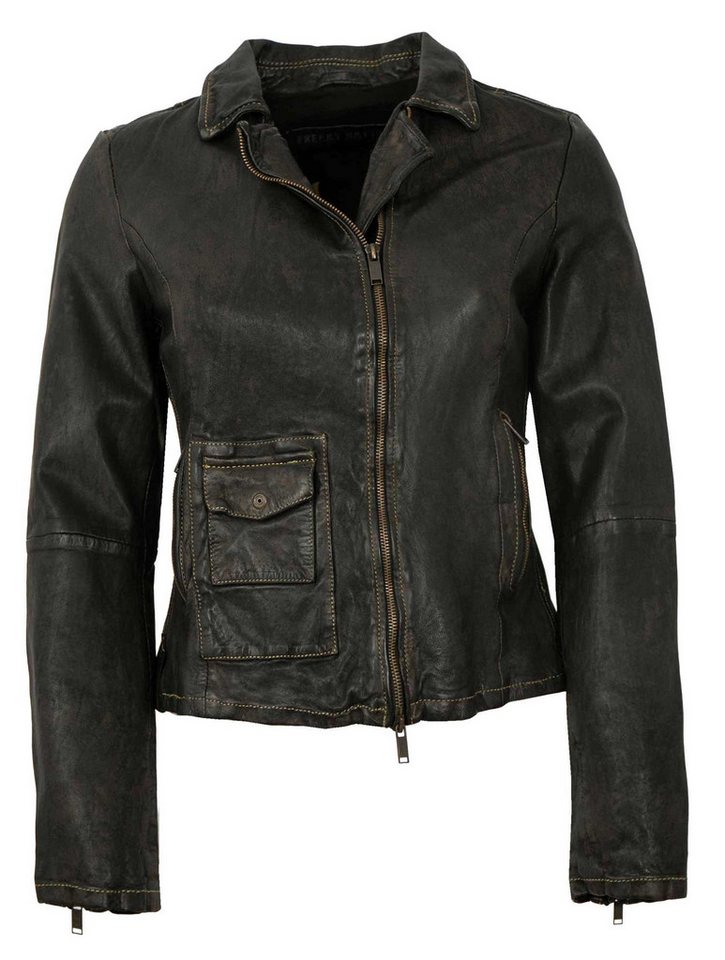 Freaky Nation Lederjacke Cave-FN Freaky Nation - Damen Lederjacke Lammnappa schwaz beige retro von Freaky Nation