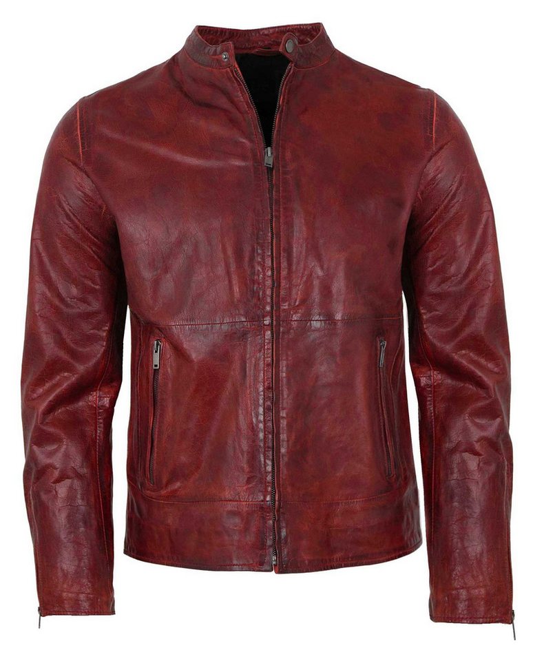 Freaky Nation Lederjacke Fresh Man-FN Freaky Nation - Herren Lederjacke Lammnappa dunkelrot von Freaky Nation