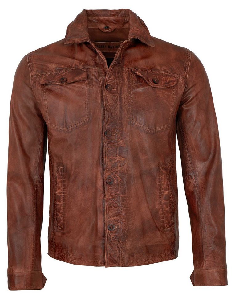 Freaky Nation Lederjacke Jörg-FN Freaky Nation - Herren Lederjacke Lederhemd Lammnappa cognac antik von Freaky Nation