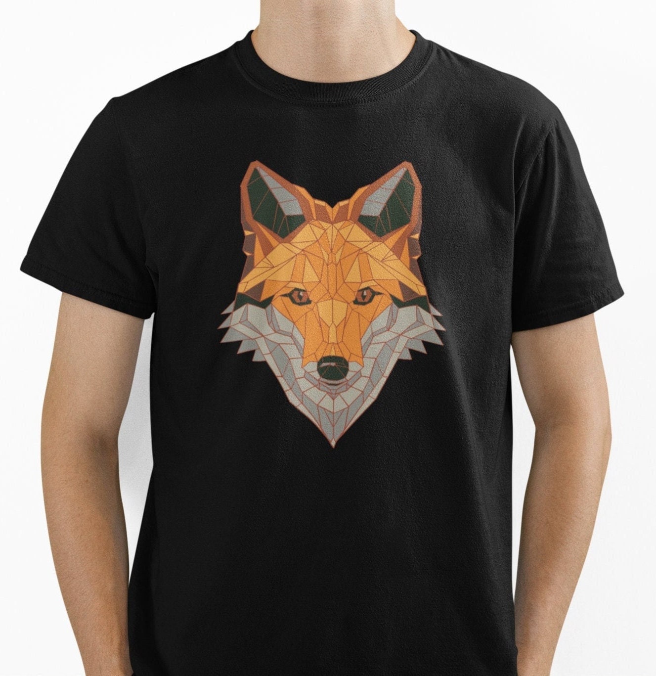 Geometrisch Fuchs T-Shirt Herren Natur Grafik Mann Shirt Wild Tiermotiv von FreakyDesignShop