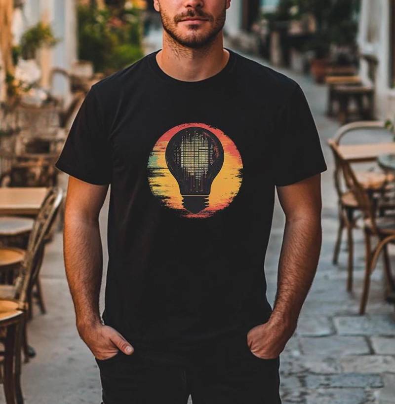 Programmierer Shirt Mit Glühbirne, Tech T-Shirt Für Coder, Entwickler Und Nerds, Kreatives Code Design, Geschenk It Fans, Binary Style von FreakyDesignShop