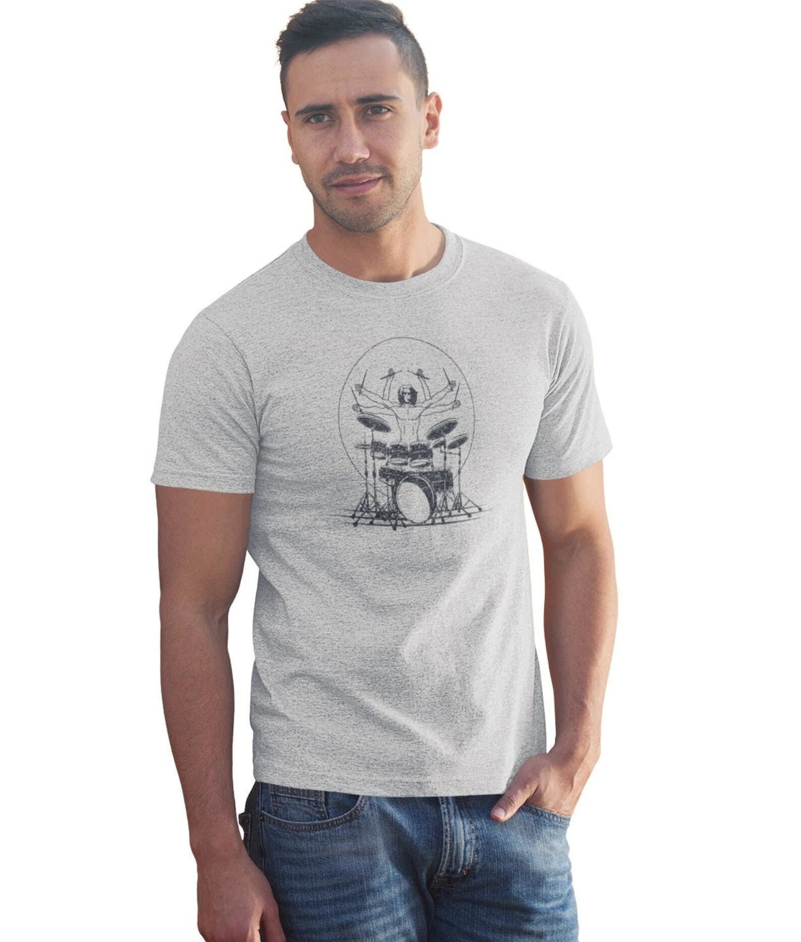 T-Shirt Mann Schlagzeuger Grafik Witzig T-Shirt Lustig Herren Shirt Musik Motiv von FreakyDesignShop