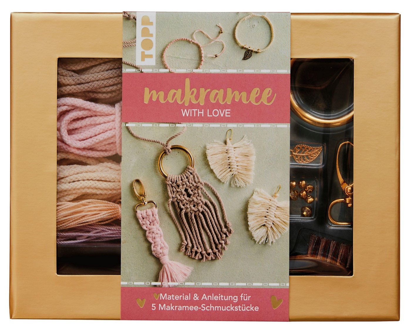 Frech Verlag Schlüsselanhänger Makramee-Schmuckset "With Love" (Rosé/Natur) von Frech Verlag