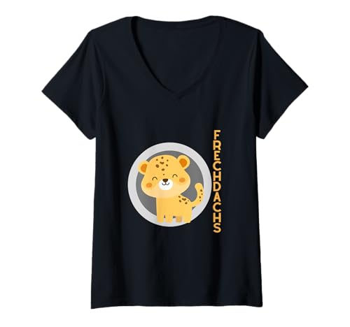 Damen Süßer Leopard Frechdachs Schriftzug für kleine Frechdächse T-Shirt mit V-Ausschnitt Damen Süßer Leopard Frechdachs Schriftzug für kleine Frechdächse T-Shirt mit V-Ausschnitt von Frechdachs und Frechdachs Motive für Kinder