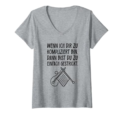 Damen Kompliziert - Spruch sarkastisch frech cool lustig Sarkasmus T-Shirt mit V-Ausschnitt Damen Kompliziert - Spruch sarkastisch frech cool lustig Sarkasmus T-Shirt mit V-Ausschnitt von Freche Sprüche Sarkastische Sprüche Coole Sprüche