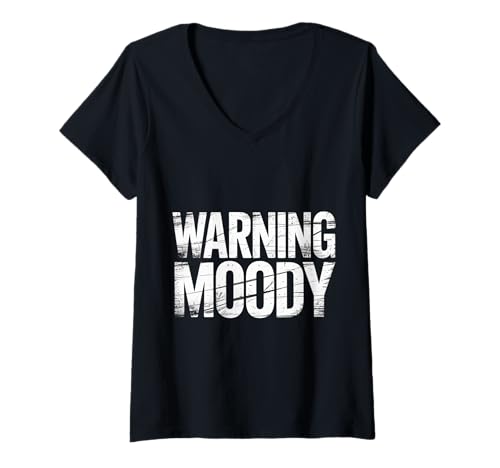 Damen Warning Moody Emotionales Einstellungsverhalten Schwung - T-Shirt mit V-Ausschnitt Damen Warning Moody Emotionales Einstellungsverhalten Schwung - T-Shirt mit V-Ausschnitt von Freche Stimmung mürrische Stimmungswarnung