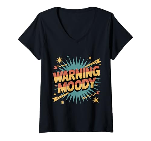 Damen Warning Moody Emotionales Einstellungsverhalten Schwung |- T-Shirt mit V-Ausschnitt Damen Warning Moody Emotionales Einstellungsverhalten Schwung |- T-Shirt mit V-Ausschnitt von Freche Stimmung mürrische Stimmungswarnung