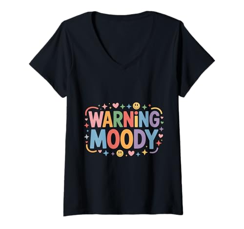 Damen Warning Moody Emotionales Einstellungsverhalten Schwung - T-Shirt mit V-Ausschnitt Damen Warning Moody Emotionales Einstellungsverhalten Schwung - T-Shirt mit V-Ausschnitt von Freche Stimmung mürrische Stimmungswarnung