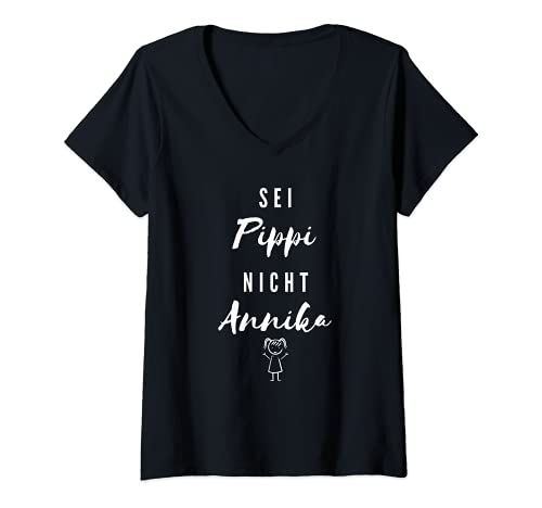 Damen Sei Pippi nicht Annika T-Shirt mit V-Ausschnitt Damen Sei Pippi nicht Annika T-Shirt mit V-Ausschnitt von Freche Wilde Wunderbare Mädchen