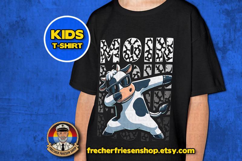 Moin T-Shirt - Coole Kuh Ostfriesland Geschenke Zum Geburtstag, Vatertag Oder Muttertag Für Kinder, Jugendliche Erwachsene von FrecherFriesenShop