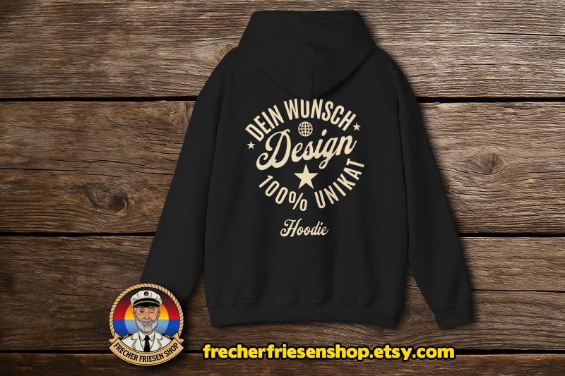 Personalisierte Geschenke - Unikat Design Kapuzenpullover Wunschdesign Backprint Hoodie Für Männer & Frauen von FrecherFriesenShop