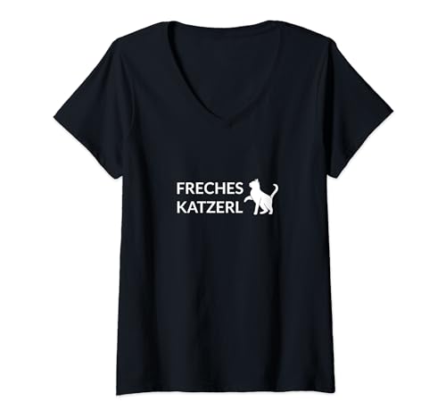 Damen Freches Katzerl Design mit süßer Katze für Katzenliebhaber T-Shirt mit V-Ausschnitt Damen Freches Katzerl Design mit süßer Katze für Katzenliebhaber T-Shirt mit V-Ausschnitt von Freches Katzerl