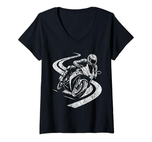Damen Neu Motorrad, dynamisches Fahren, Motorsport T-Shirt mit V-Ausschnitt Damen Neu Motorrad, dynamisches Fahren, Motorsport T-Shirt mit V-Ausschnitt von Motorsport Supermoto Supersportler 2025