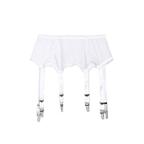 Frecoccialo Women's Suspender Stockings Transparente sexy Spitze 6 Strap Garter Suspender Belt for Stockings, 1-weiß, S von Frecoccialo