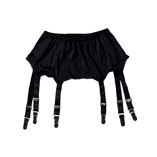 Frecoccialo Women's Suspender Stockings Transparente sexy Spitze 6 Strap Garter Suspender Belt for Stockings, 2-schwarz, L von Frecoccialo