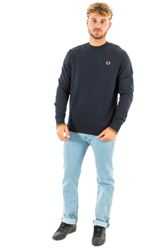 FELPA UOMO GIROCOLLO FRED PERRY NAVY/DARK CARAMEL von Fred Perry