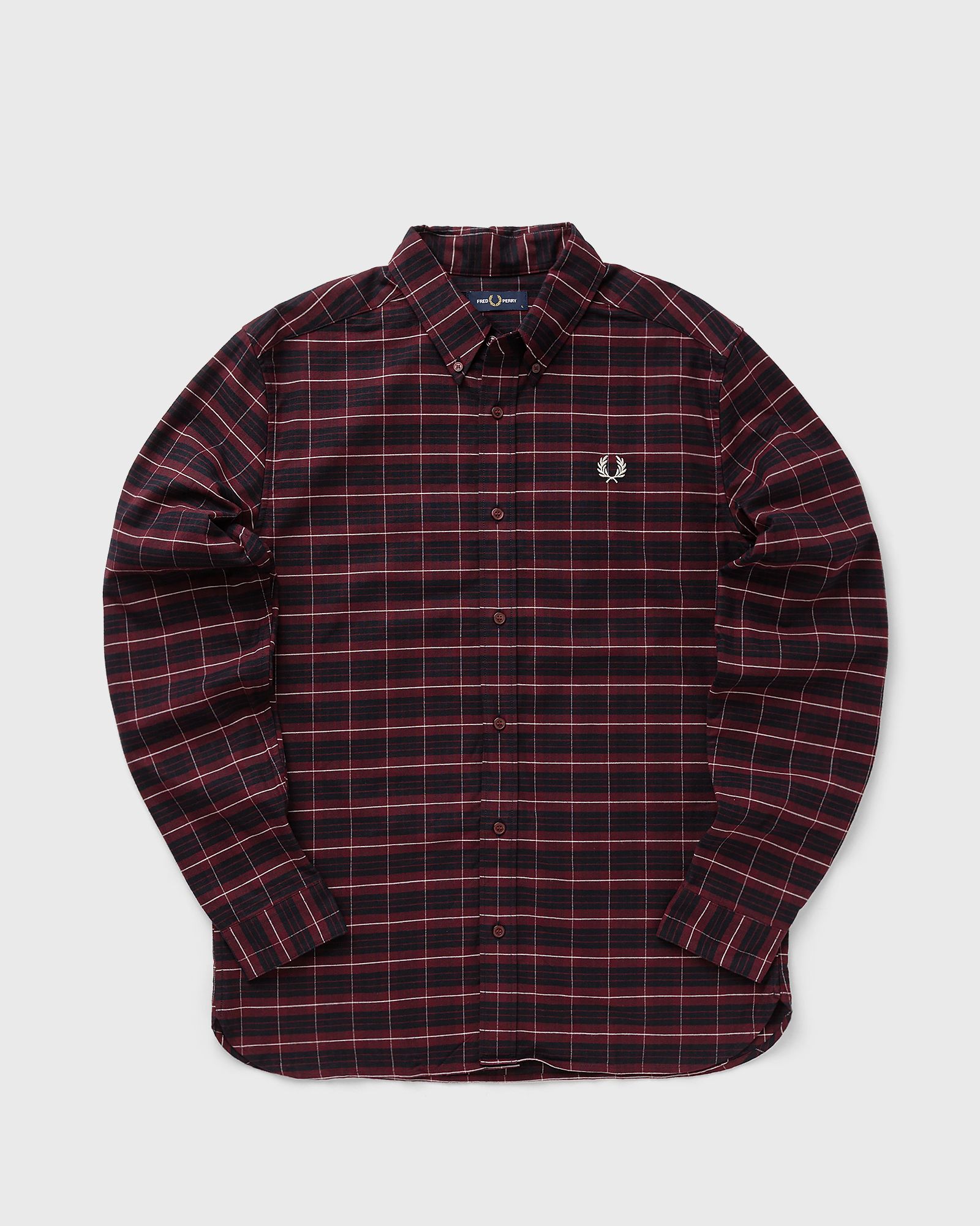 Fred Perry BRUSHED OXFORD TARTAN SHIRT men Longsleeves purple|red in Größe:M von Fred Perry