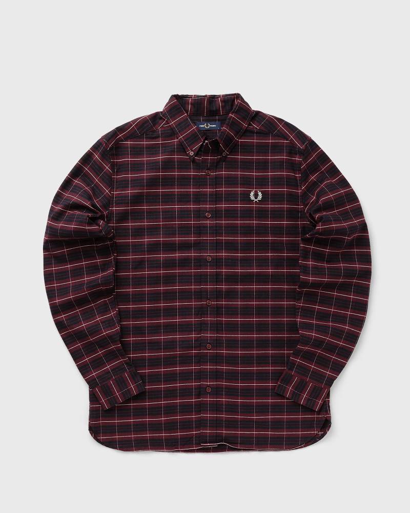 Fred Perry BRUSHED OXFORD TARTAN SHIRT men Longsleeves purple|red in Größe:M von Fred Perry